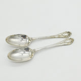 Victorian Sterling Silver Marlborough Pattern Serving Spoon Pair Antique 1841