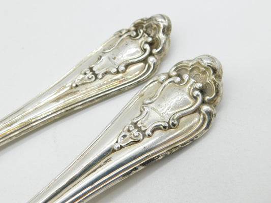 Victorian Sterling Silver Marlborough Pattern Serving Spoon Pair Antique 1841