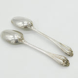 Victorian Sterling Silver Marlborough Pattern Serving Spoon Pair Antique 1841