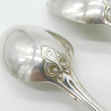 Victorian Sterling Silver Marlborough Pattern Serving Spoon Pair Antique 1841