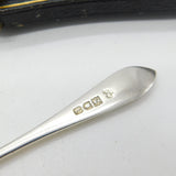 Boxed Set of Sterling Silver Tea Spoons & Tongs Antique 1914 London Art Deco