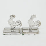 Pair of Edwardian Sterling Silver Chicken Cockerel Place Settings Antique 1910 Birmingham