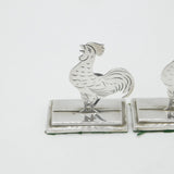 Pair of Edwardian Sterling Silver Chicken Cockerel Place Settings Antique 1910 Birmingham