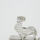 Pair of Edwardian Sterling Silver Chicken Cockerel Place Settings Antique 1910 Birmingham