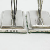 Pair of Edwardian Sterling Silver Chicken Cockerel Place Settings Antique 1910 Birmingham
