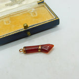 Victorian 9ct Rose Gold & Carved Carnelian Figa Hand Charm Pendant Antique