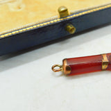 Victorian 9ct Rose Gold & Carved Carnelian Figa Hand Charm Pendant Antique