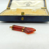 Victorian 9ct Rose Gold & Carved Carnelian Figa Hand Charm Pendant Antique
