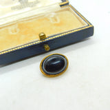 Victorian 15ct Gold & Cabochon Bulls Eye Agate Brooch Antique c1850