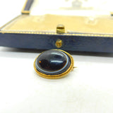 Victorian 15ct Gold & Cabochon Bulls Eye Agate Brooch Antique c1850