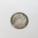 King George III Silver Milled Shilling Coin Antique 1787 Fair Condition