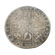 King George III Silver Milled Shilling Coin Antique 1787 Fair Condition