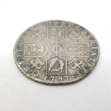 King George III Silver Milled Shilling Coin Antique 1787 Fair Condition