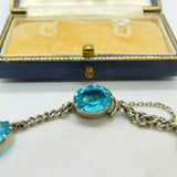 Sterling Silver & Faceted Blue Zircon Bracelet Antique c1920 Art Deco