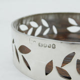 Contemporary Sterling Silver & Turned Wooden Bottle Coaster Vintage 1977 London