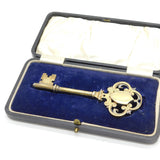 Boxed Sterling Silver Gilt Presentation Door Key Antique 1921 Birmingham Deco