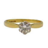 18ct Yellow Gold & 0.5ct Brilliant Cut Diamond Solitaire Ring Vintage London