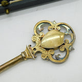 Boxed Sterling Silver Gilt Presentation Door Key Antique 1921 Birmingham Deco