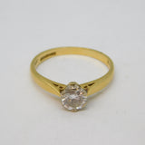 18ct Yellow Gold & 0.5ct Brilliant Cut Diamond Solitaire Ring Vintage London