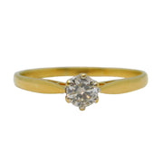18ct Yellow Gold & 0.33ct Brilliant Cut Diamond Solitaire Ring Vintage London