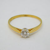 18ct Yellow Gold & 0.33ct Brilliant Cut Diamond Solitaire Ring Vintage London