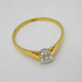 18ct Yellow Gold & 0.33ct Brilliant Cut Diamond Solitaire Ring Vintage London