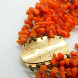 George III 9ct Gold, Hair Plait & Graduated Coral Mourning Necklace Antique 1793