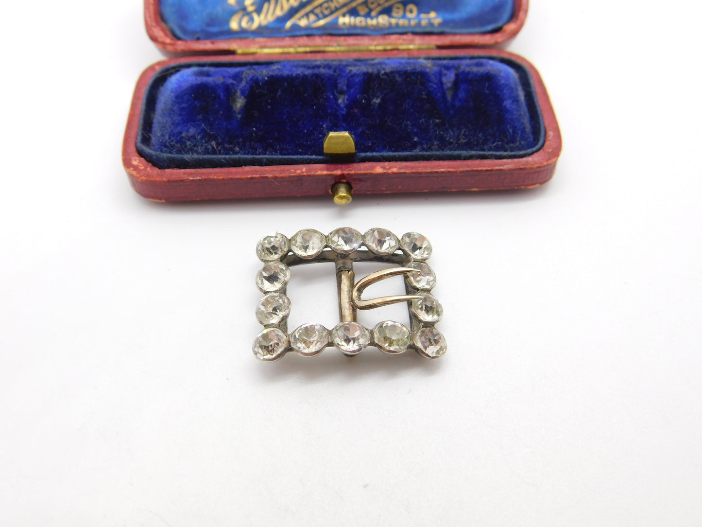 Victorian Sterling Silver & Paste Set Shoe Buckle Antique 1896 Chester