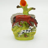 Victorian Staffordshire Flat Back Horse & Hound Figure Group Antique c1850