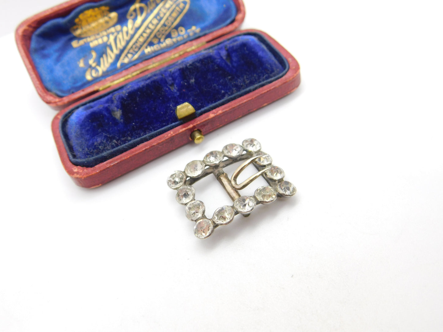 Victorian Sterling Silver & Paste Set Shoe Buckle Antique 1896 Chester