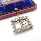 Victorian Sterling Silver & Paste Set Shoe Buckle Antique 1896 Chester