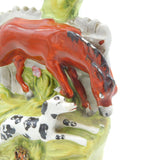 Victorian Staffordshire Flat Back Horse & Hound Figure Group Antique c1850