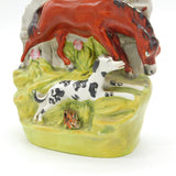 Victorian Staffordshire Flat Back Horse & Hound Figure Group Antique c1850