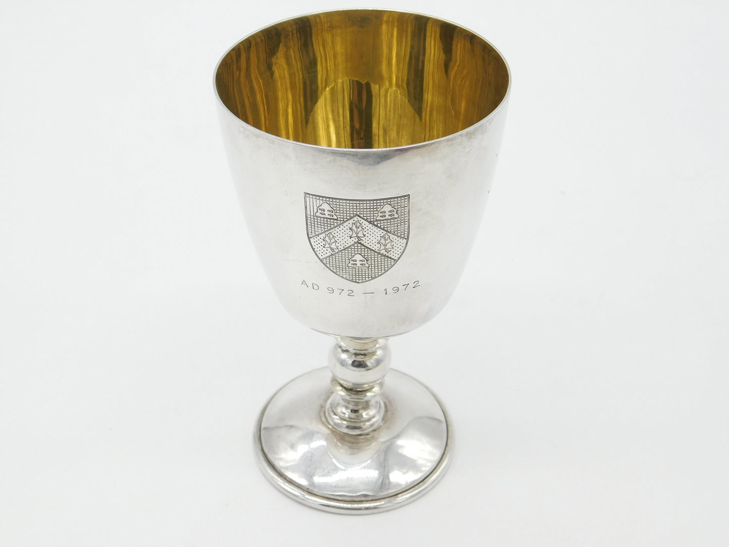 Sterling Silver Armorial Chalice Goblet Pershore Millenium Vintage 1971 Birmingham