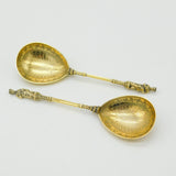 Pair 19th Century Sterling Silver Gilt Large Apostle Spoons Antique c1860 French