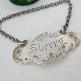 Victorian Sterling Silver Floral Sherry Decanter Label Antique 1893 Birmingham