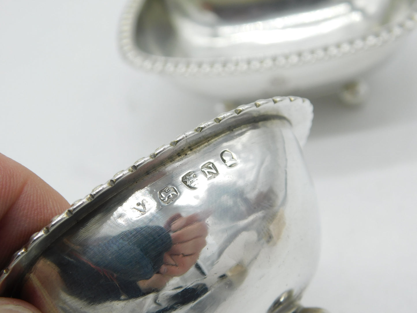 George III Sterling Silver Light Infantry Military Salt Cellars Antique 1808 London