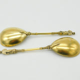 Pair 19th Century Sterling Silver Gilt Large Apostle Spoons Antique c1860 French