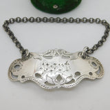Victorian Sterling Silver Floral Port Decanter Label Antique 1893 Birmingham
