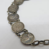 Victorian Sterling Silver Two Annas Indian Coin Watch Chain Antique 1888