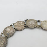 Victorian Sterling Silver Two Annas Indian Coin Watch Chain Antique 1888