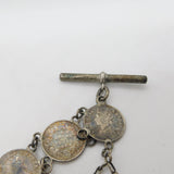 Victorian Sterling Silver Two Annas Indian Coin Watch Chain Antique 1888