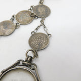 Victorian Sterling Silver Two Annas Indian Coin Watch Chain Antique 1888
