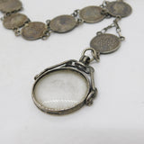 Victorian Sterling Silver Two Annas Indian Coin Watch Chain Antique 1888