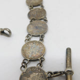 Victorian Sterling Silver Two Annas Indian Coin Watch Chain Antique 1888