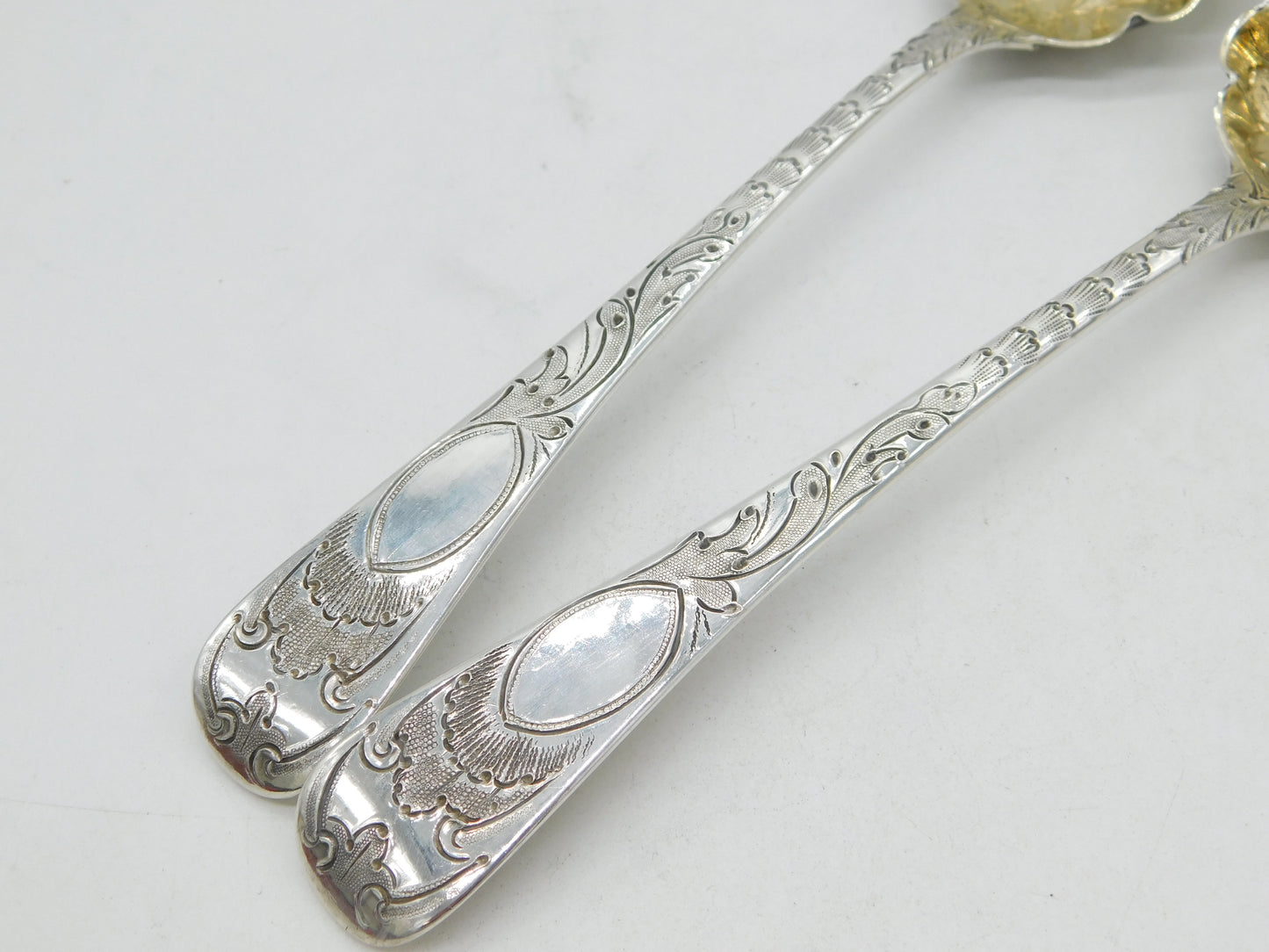 George III Sterling Silver Pair of Berry Pattern Serving Spoons Antique 1808 London