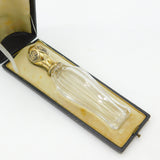 Victorian Sterling Silver Gilt & Cut Glass Boxed Scent Bottle Antique c1860
