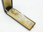 Victorian Sterling Silver Gilt & Cut Glass Boxed Scent Bottle Antique c1860