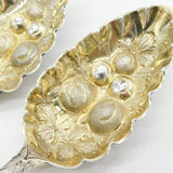 George III Sterling Silver Pair of Berry Pattern Serving Spoons Antique 1808 London