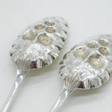 George III Sterling Silver Pair of Berry Pattern Serving Spoons Antique 1808 London